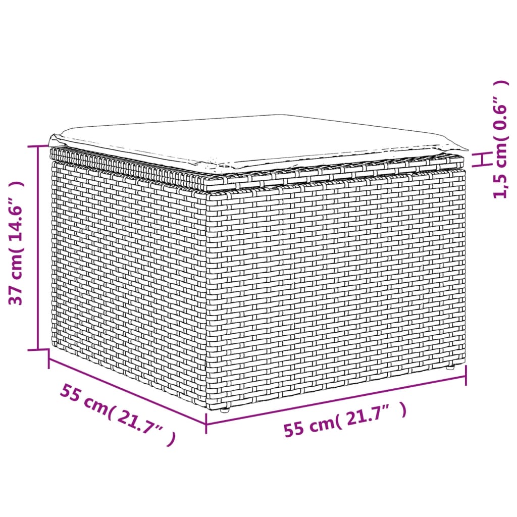 5-dijelni vrtni set sofa s jastucima bež od poliratana