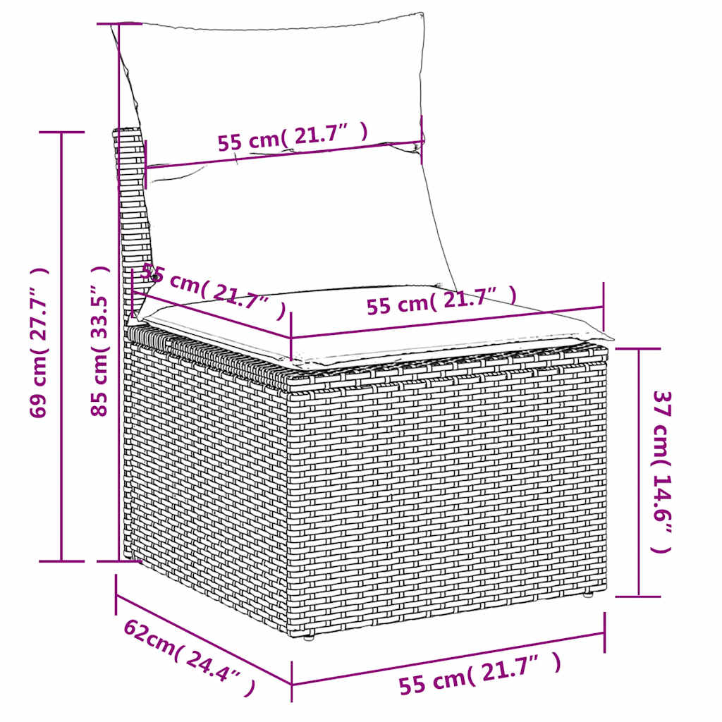 6-dijelni set vrtnih sofa s jastucima crni od poliratana