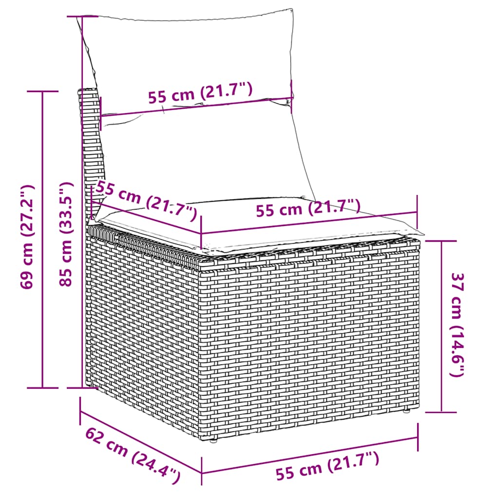 7-dijelni set vrtnih sofa od poliratana s jastucima sivi