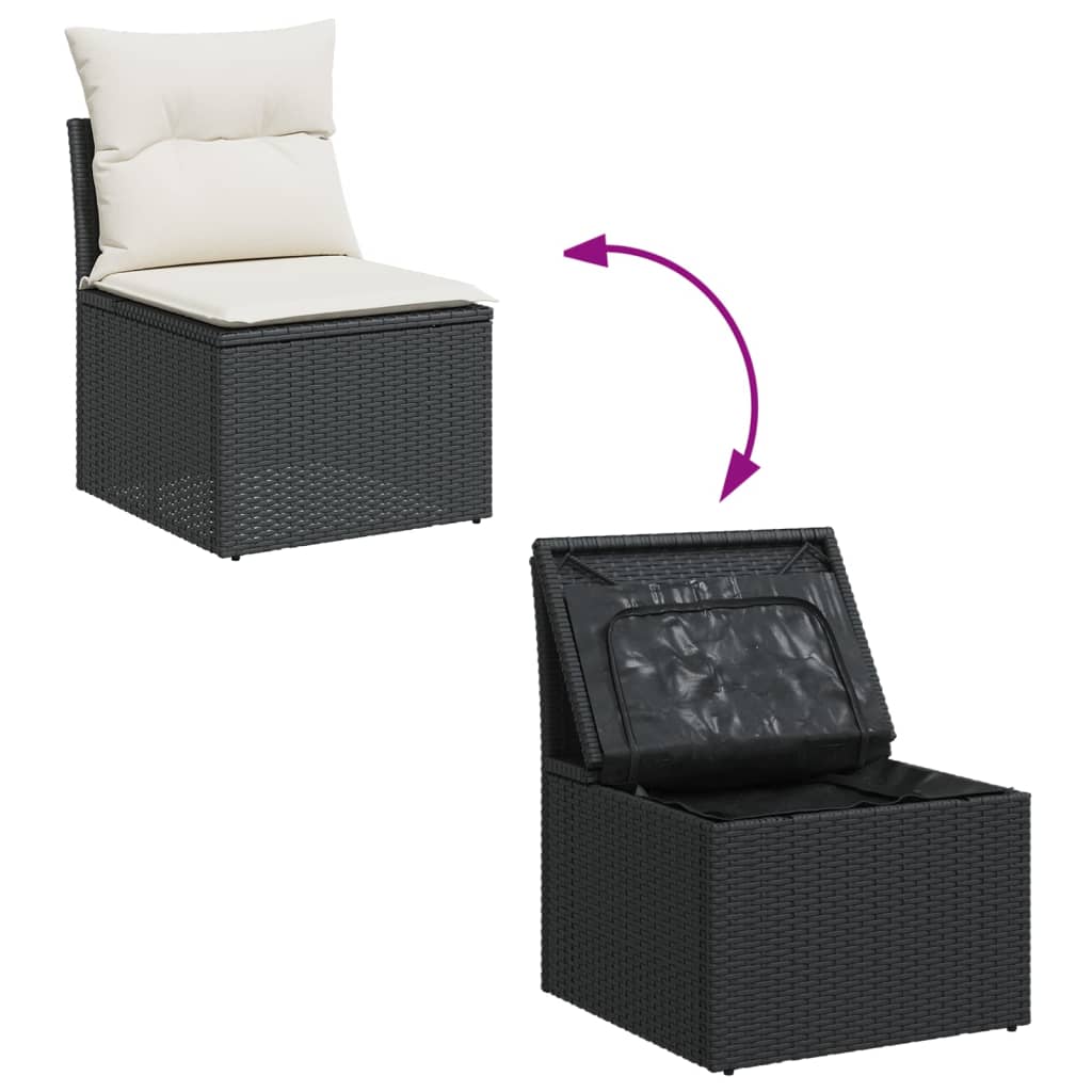 11-dijelni set vrtnih sofa od poliratana s jastucima crni