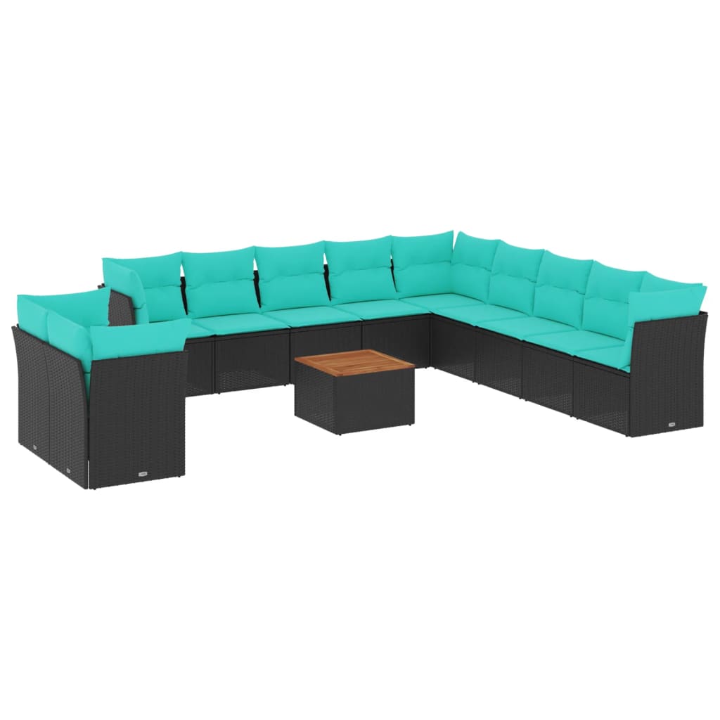 12-dijelni set vrtnih sofa s jastucima poliratan crni