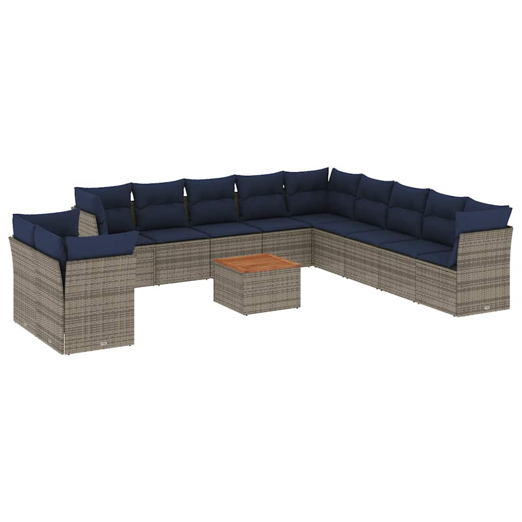 12-dijelni set vrtnih sofa od poliratana s jastucima sivi