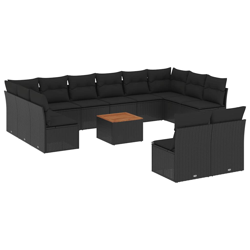 13-dijelni set vrtnih sofa s jastucima poliratan crni