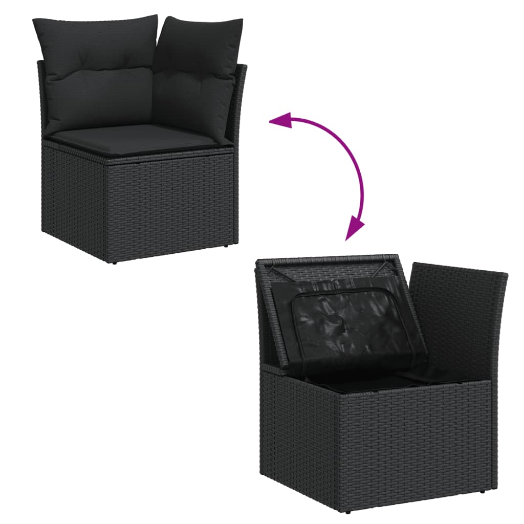 13-dijelni set vrtnih sofa s jastucima poliratan crni