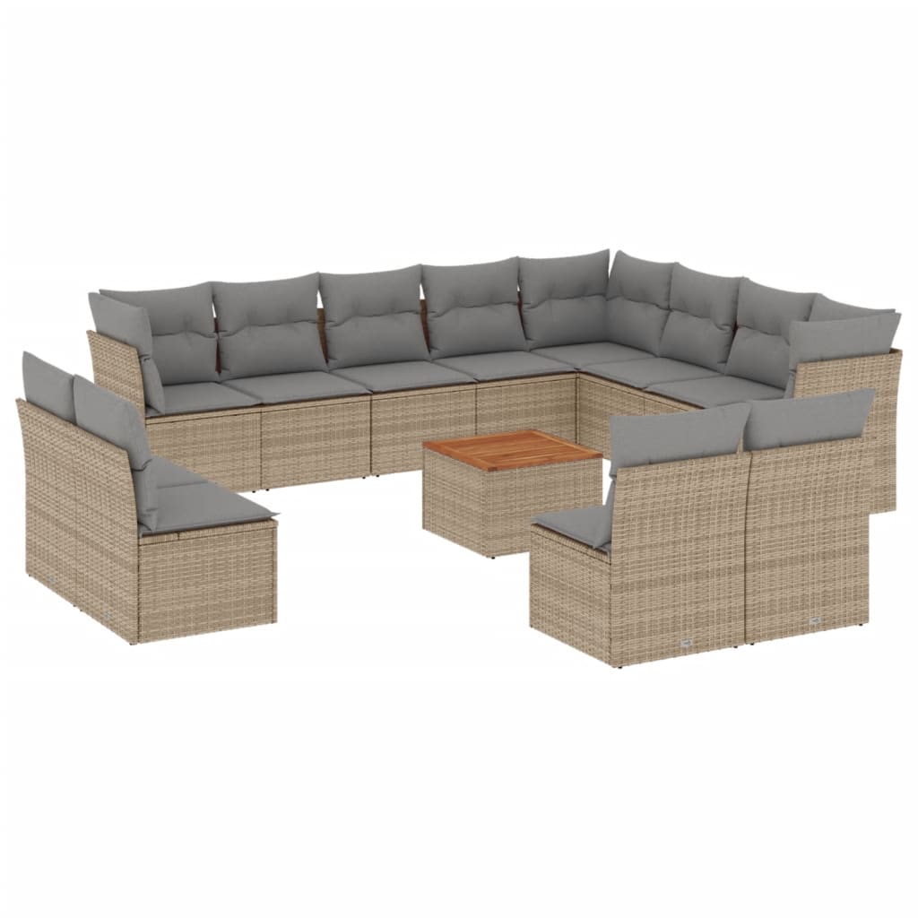 13-dijelni set vrtnih sofa s jastucima bež od poliratana