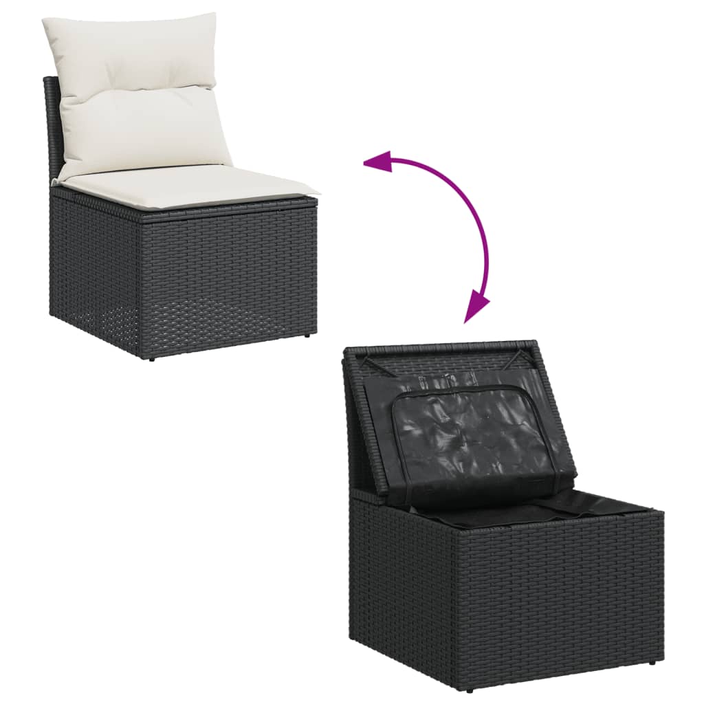 13-dijelni set vrtnih sofa s jastucima poliratan crni