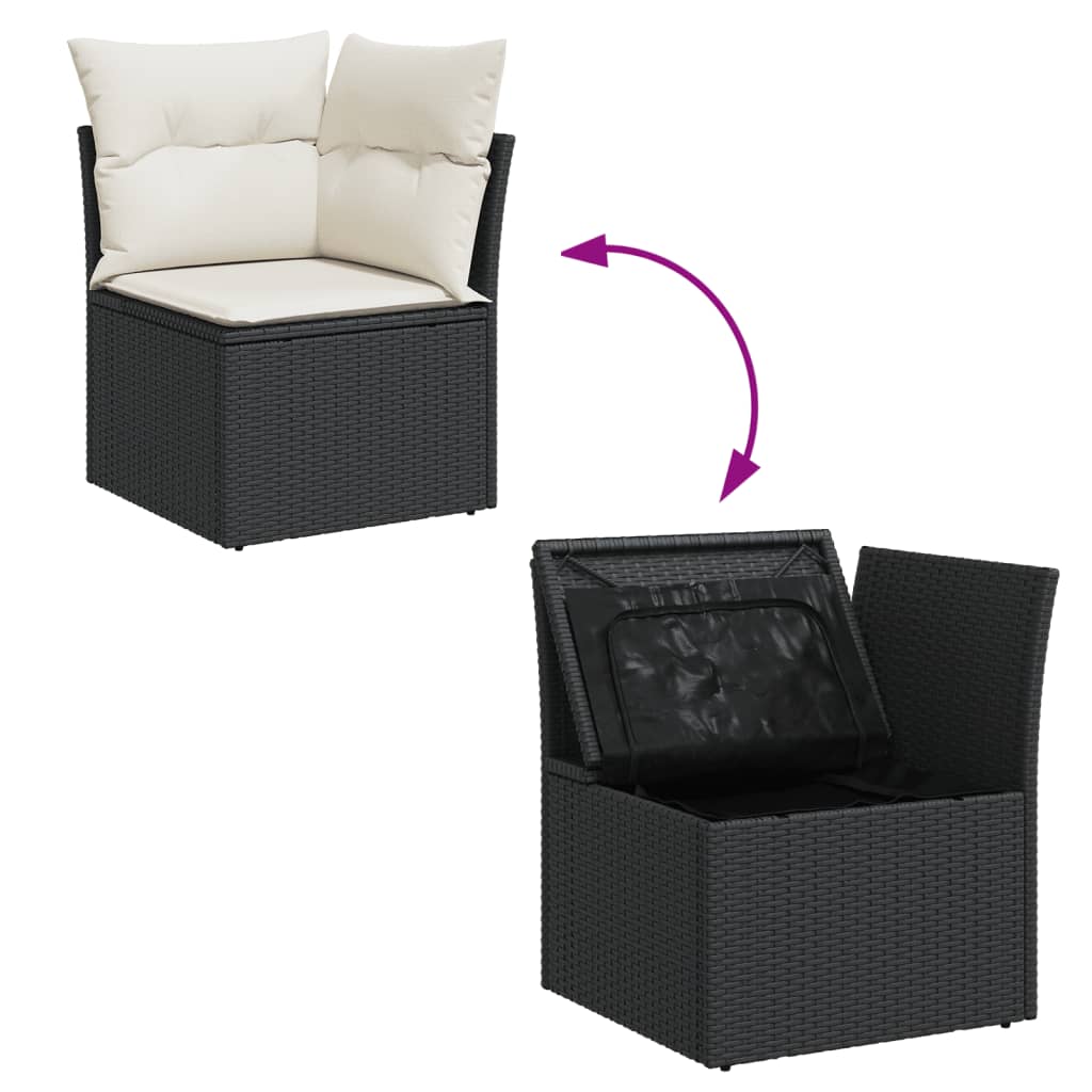 14-dijelni set vrtnih sofa s jastucima poliratan crni