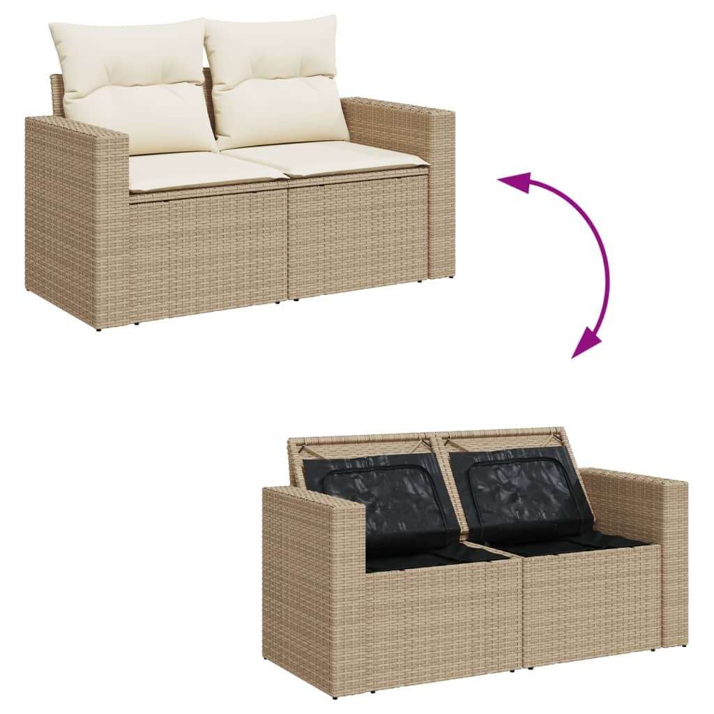 5-dijelni vrtni set sofa s jastucima bež od poliratana