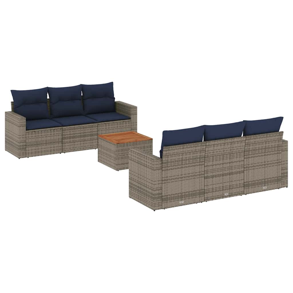 7-dijelni set vrtnih sofa od poliratana s jastucima sivi