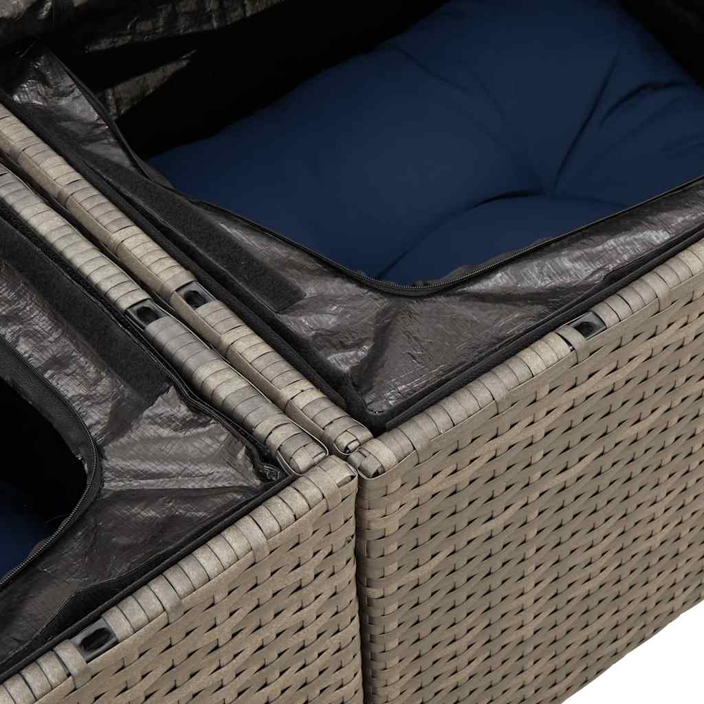 7-dijelni set vrtnih sofa od poliratana s jastucima sivi