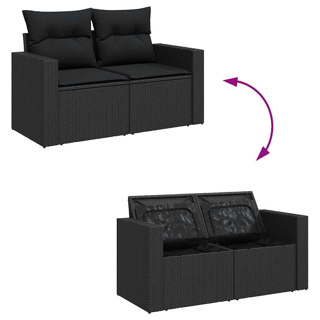 6-dijelni set vrtnih sofa s jastucima crni od poliratana