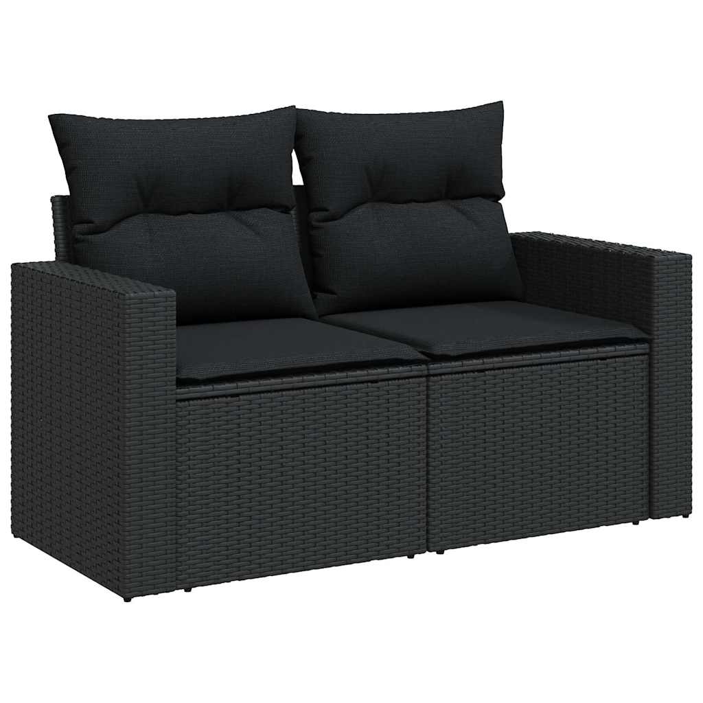 7-dijelni set vrtnih sofa od poliratana s jastucima crni