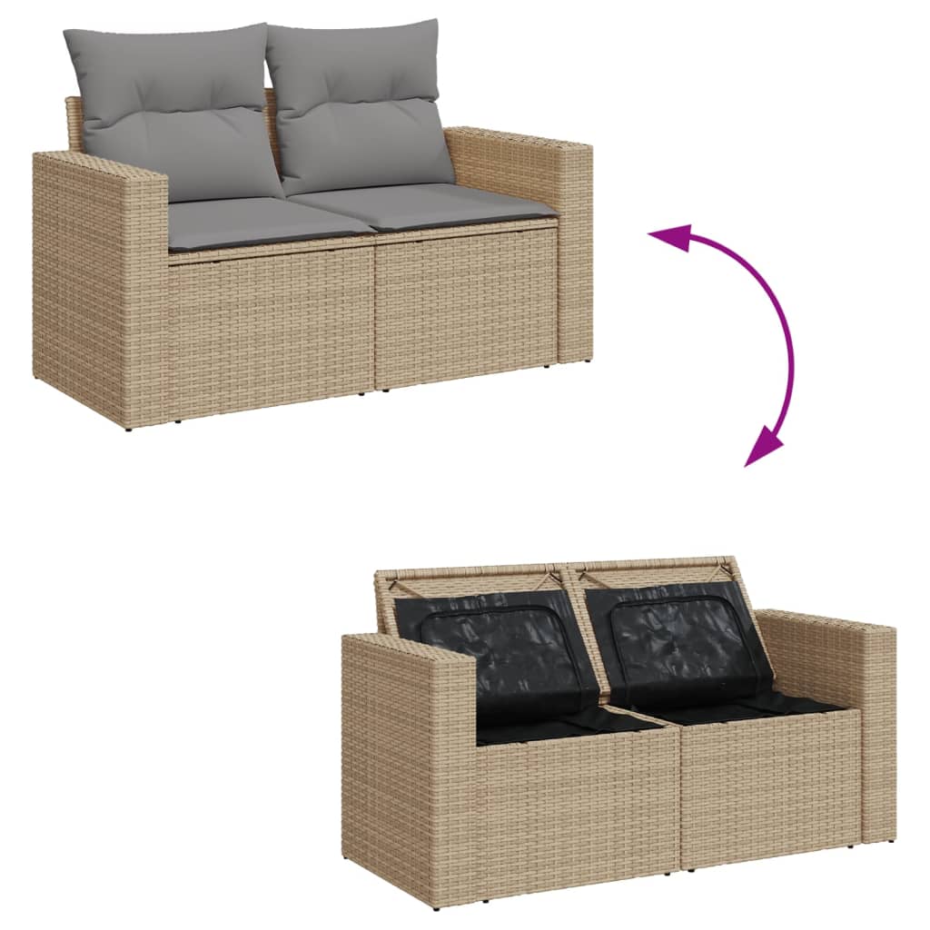 7-dijelni set vrtnih sofa s jastucima bež od poliratana