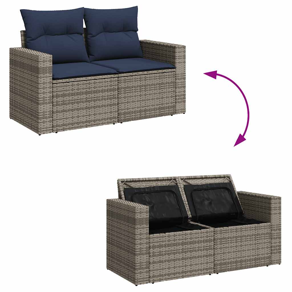 7-dijelni set vrtnih sofa od poliratana s jastucima sivi