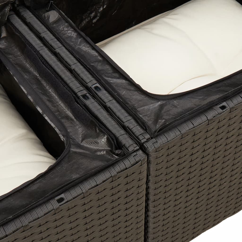 6-dijelni set vrtnih sofa s jastucima crni od poliratana