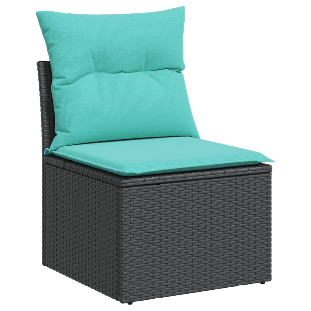 6-dijelni set vrtnih sofa od poliratana s jastucima crni