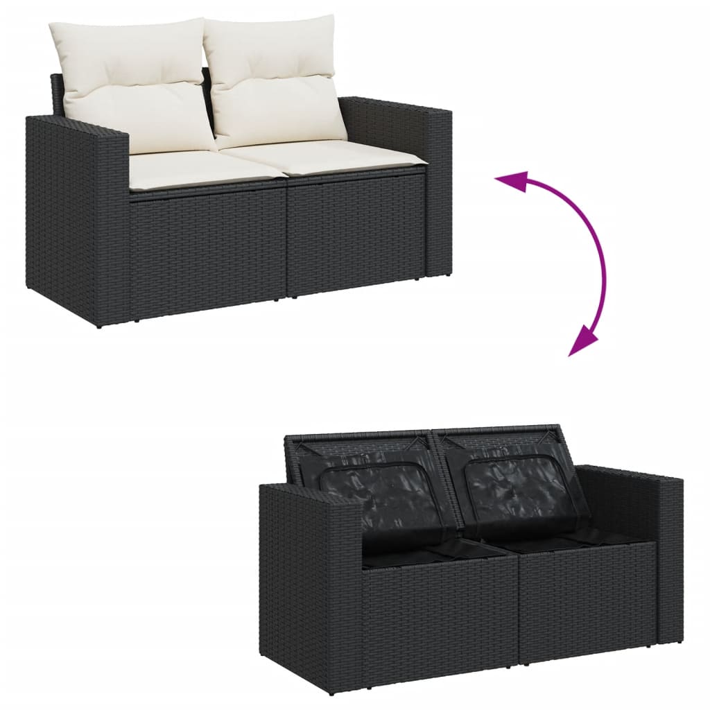 6-dijelni set vrtnih sofa s jastucima crni od poliratana