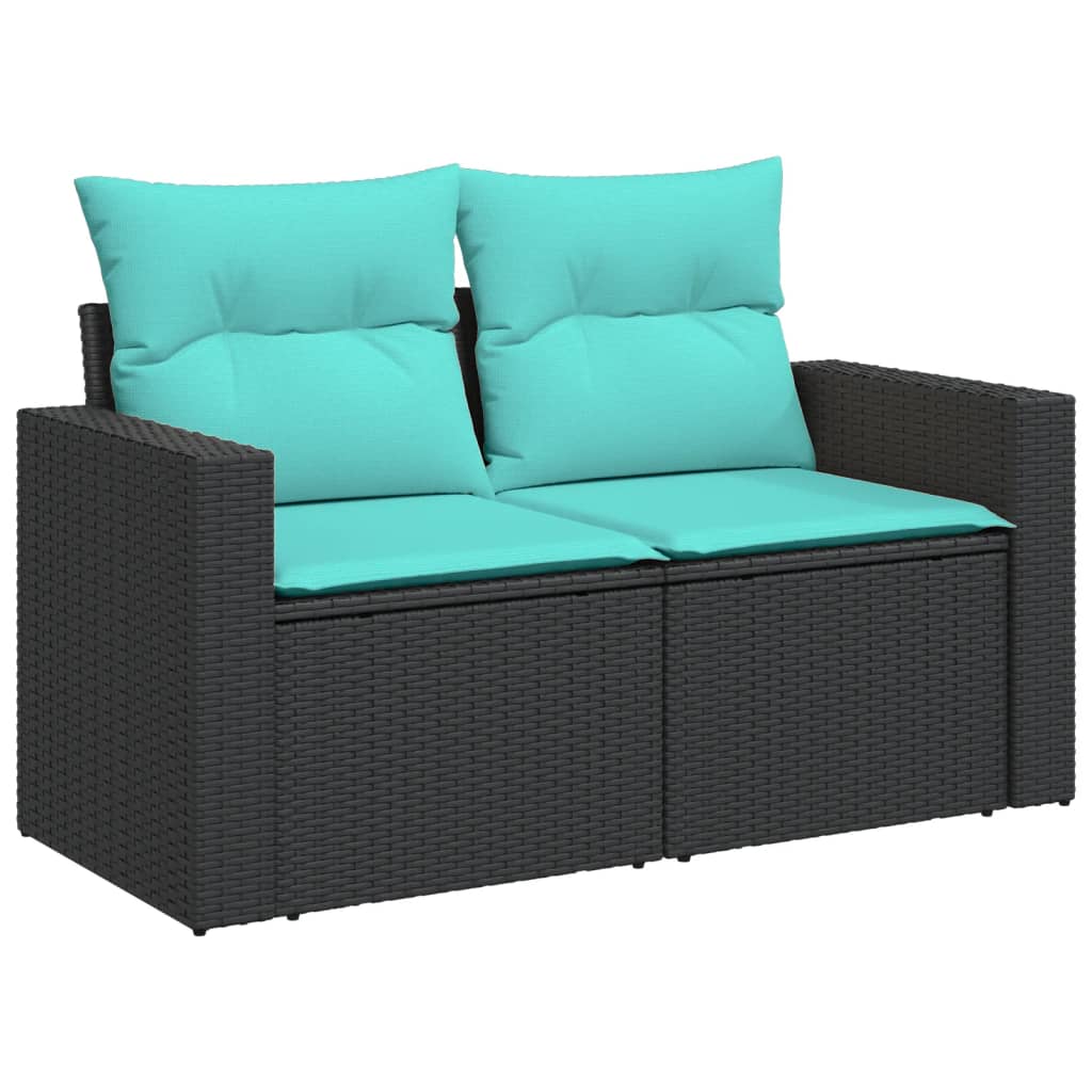 6-dijelni set vrtnih sofa od poliratana s jastucima crni