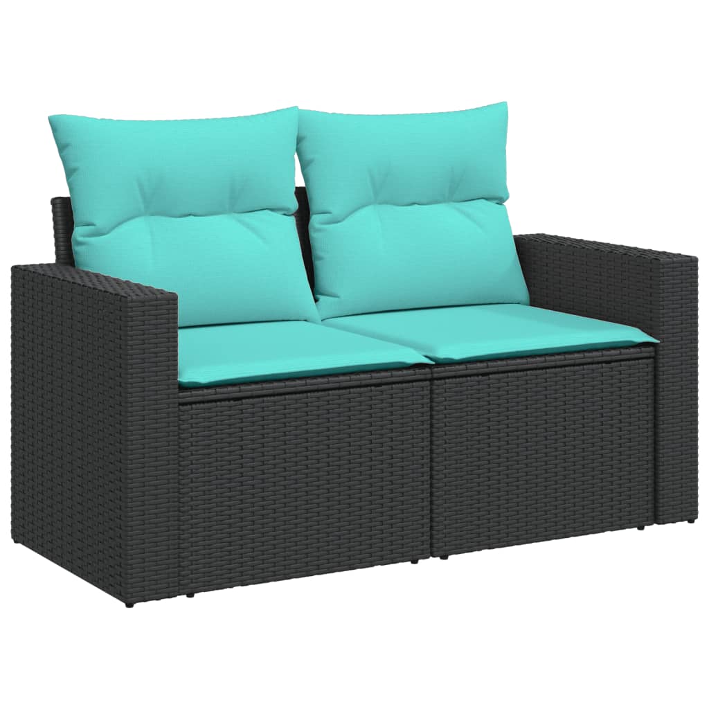 6-dijelni set vrtnih sofa od poliratana s jastucima crni