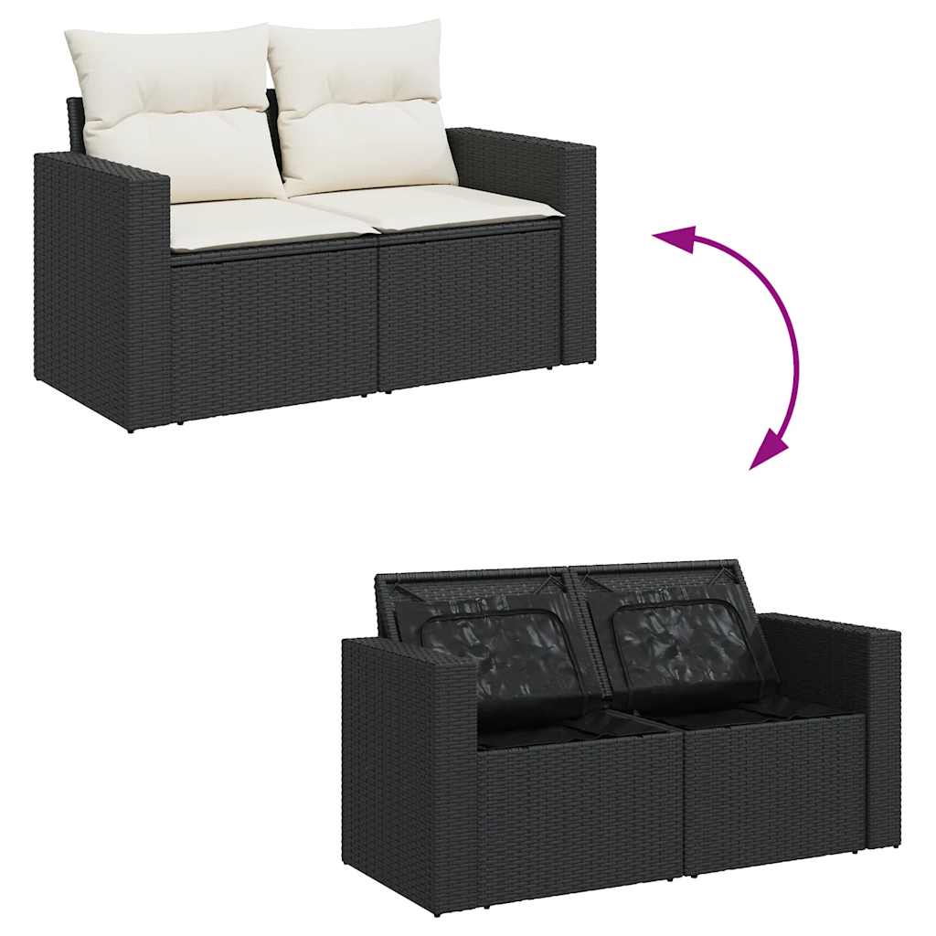 7-dijelni set vrtnih sofa od poliratana s jastucima crni Crna