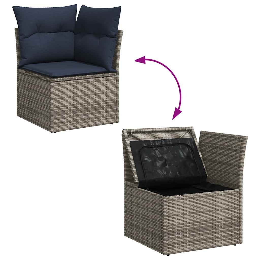 7-dijelni set vrtnih sofa od poliratana s jastucima sivi