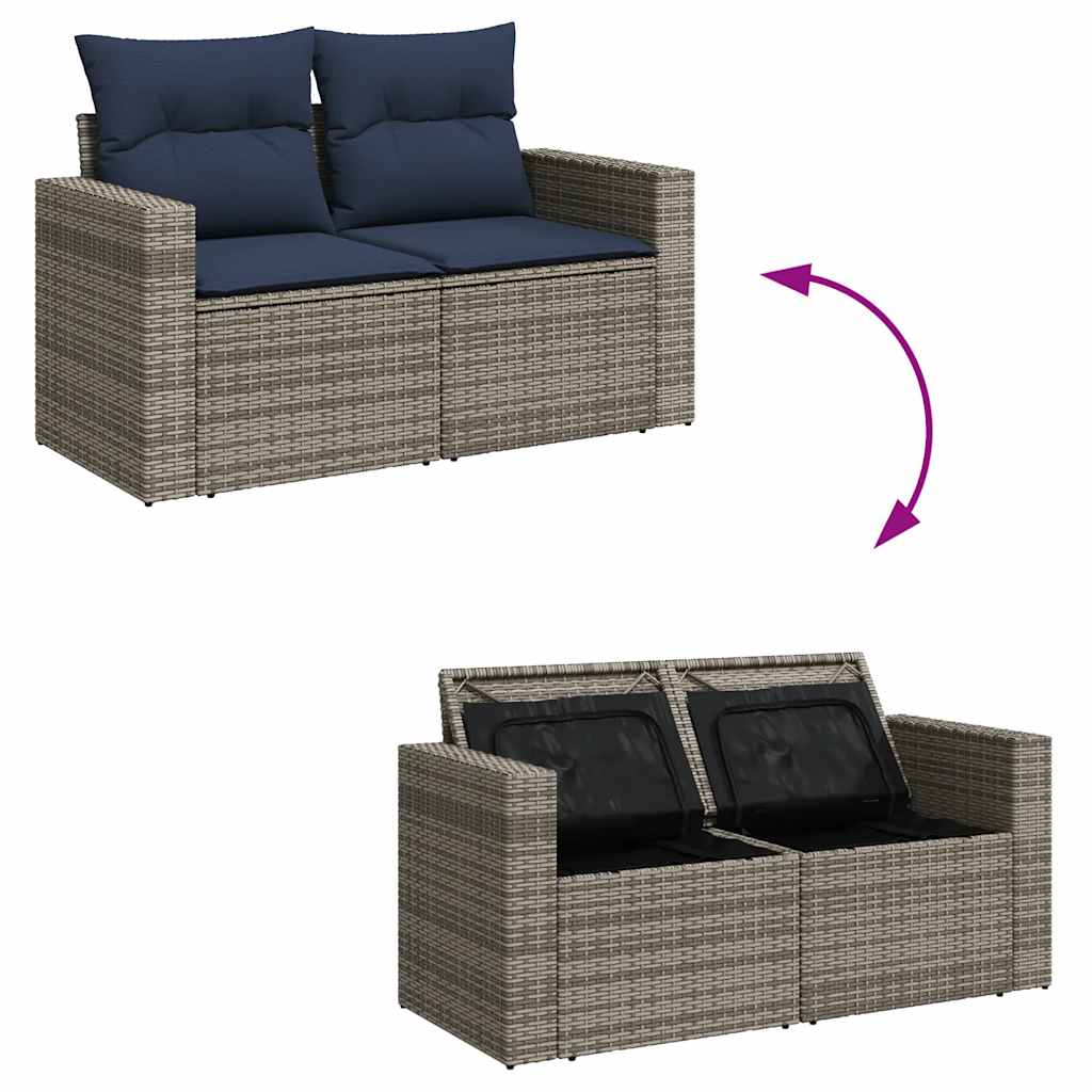 7-dijelni set vrtnih sofa od poliratana s jastucima sivi