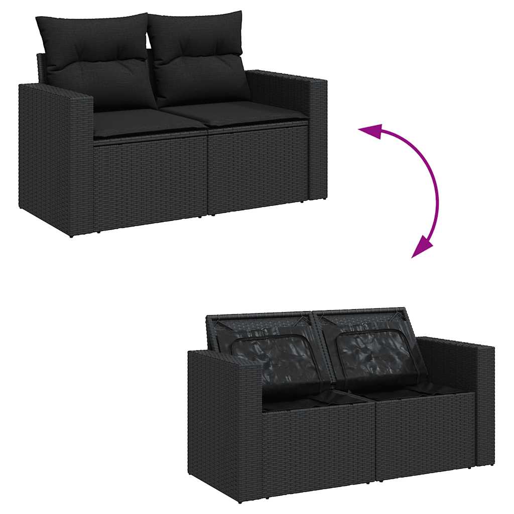 12-dijelni set vrtnih sofa od poliratana s jastucima crni