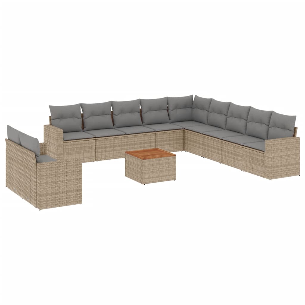 12-dijelni set vrtnih sofa s jastucima bež od poliratana