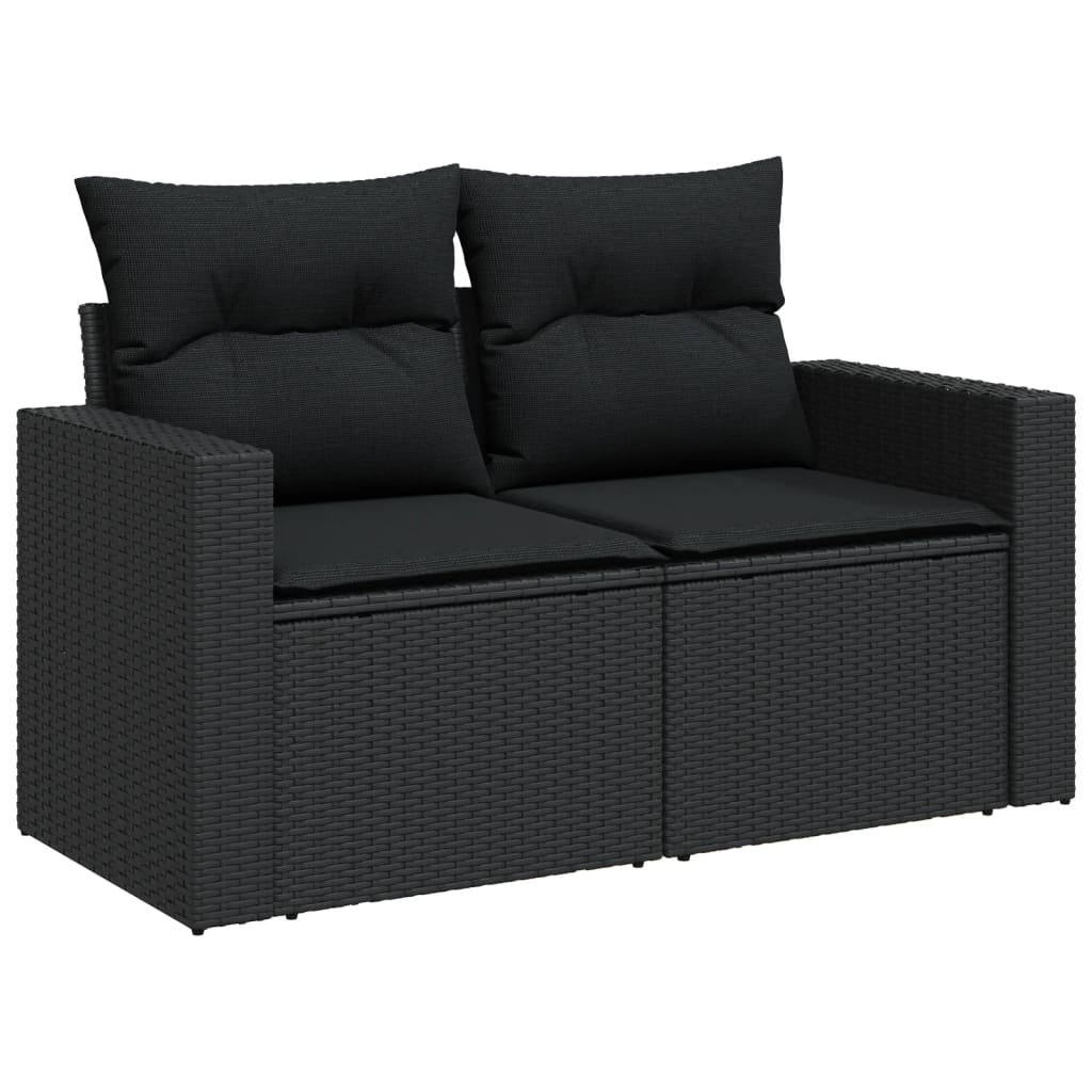 9-dijelni set vrtnih sofa s jastucima crni od poliratana