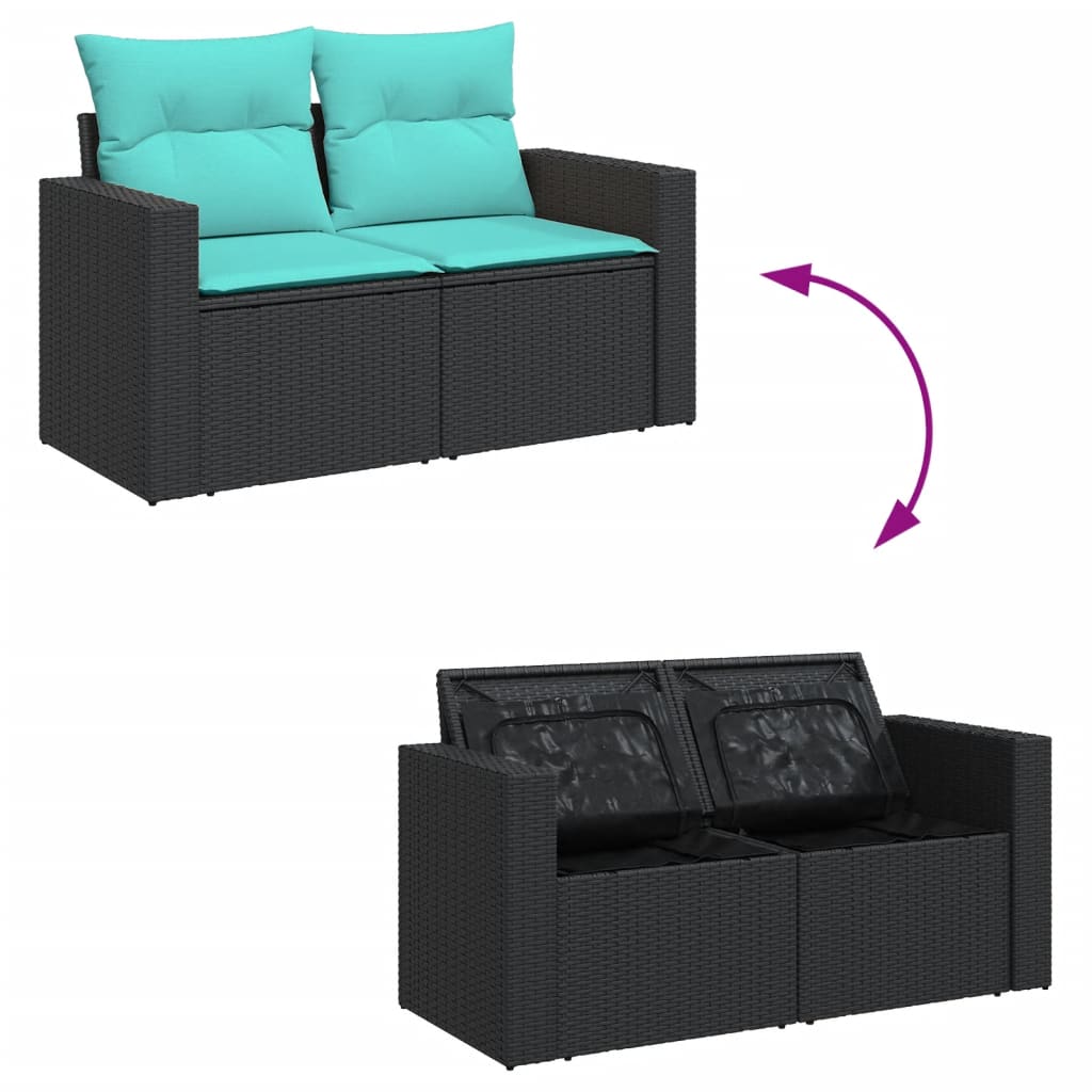 9-dijelni set vrtnih sofa od poliratana s jastucima crni