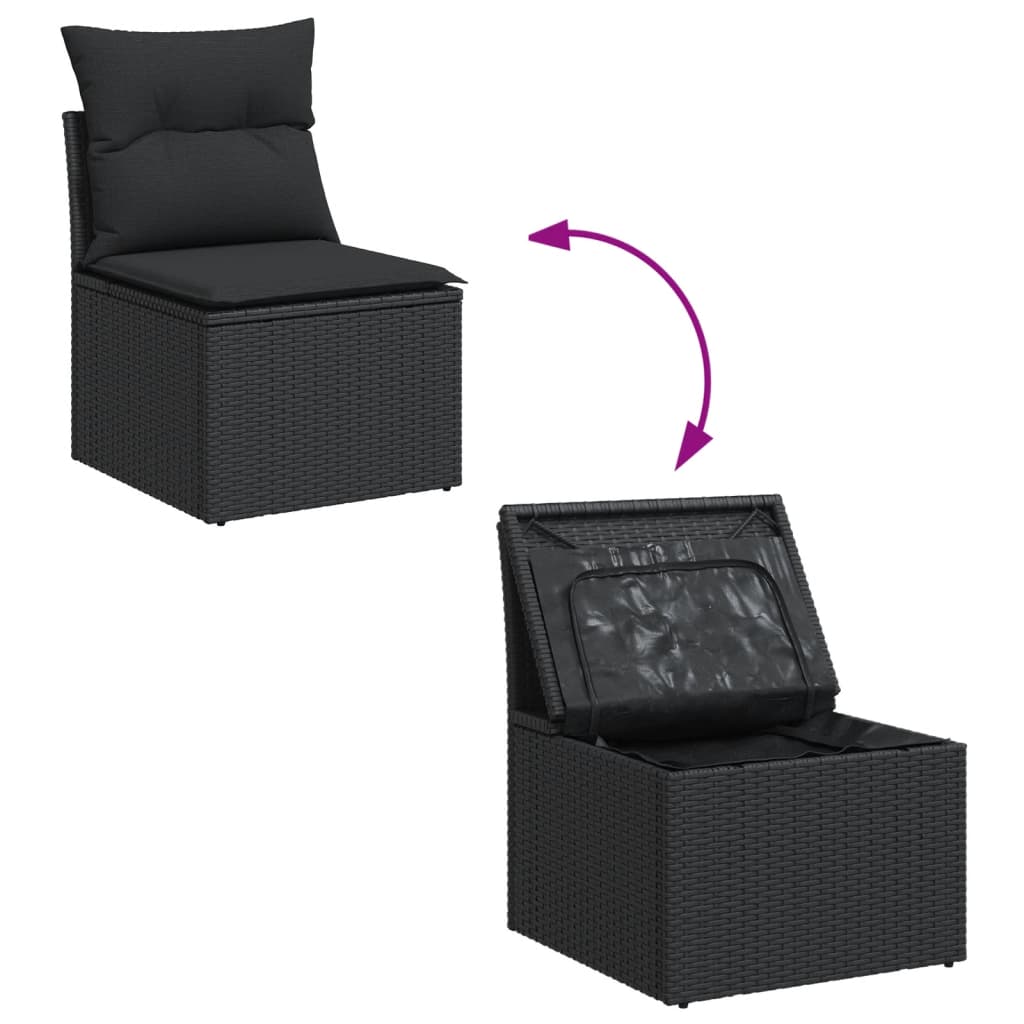 9-dijelni set vrtnih sofa s jastucima crni od poliratana