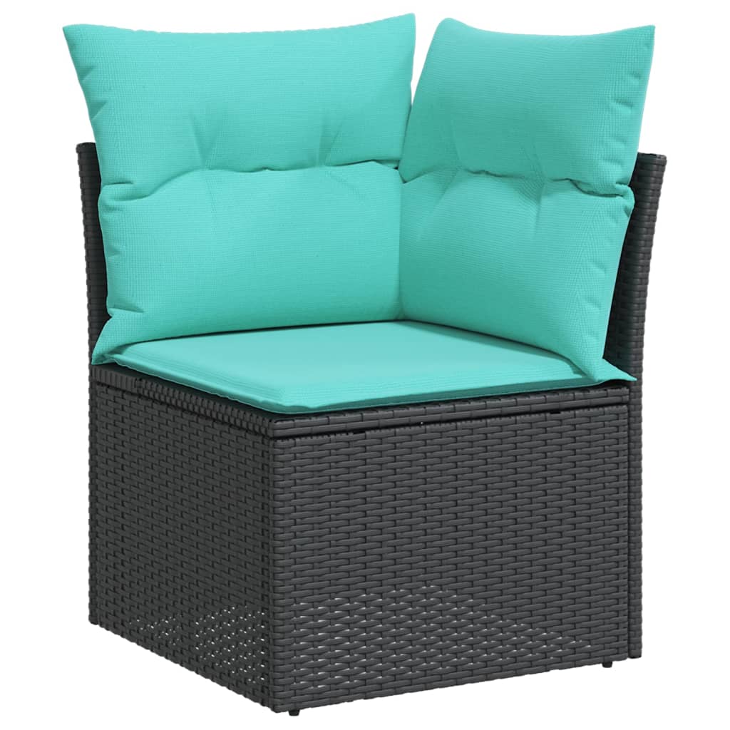 9-dijelni set vrtnih sofa od poliratana s jastucima crni