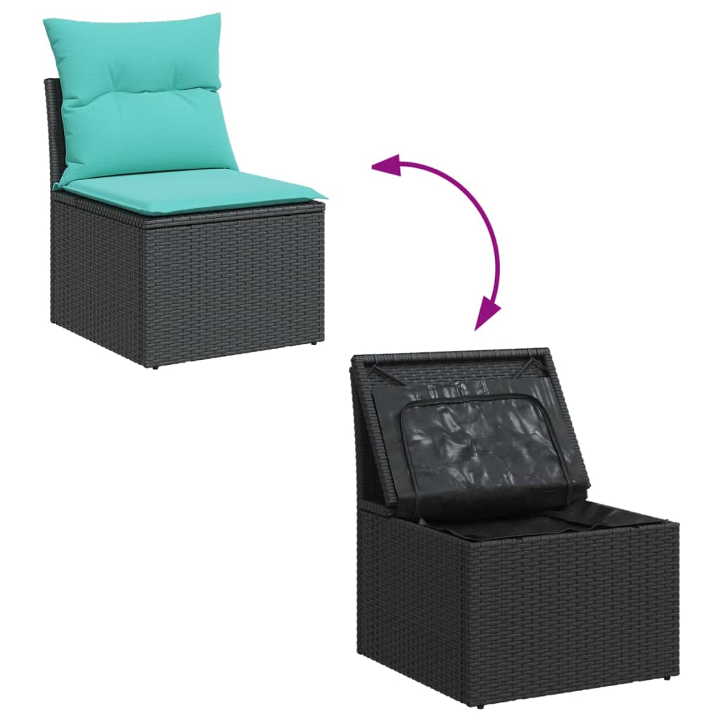 9-dijelni set vrtnih sofa od poliratana s jastucima crni