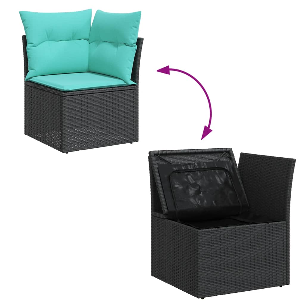 9-dijelni set vrtnih sofa od poliratana s jastucima crni