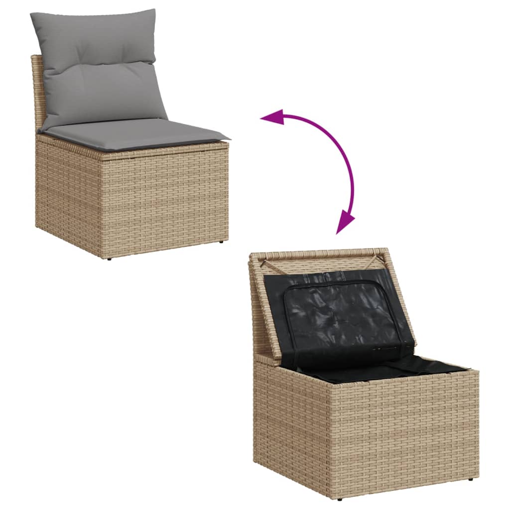 7-dijelni set vrtnih sofa s jastucima bež od poliratana