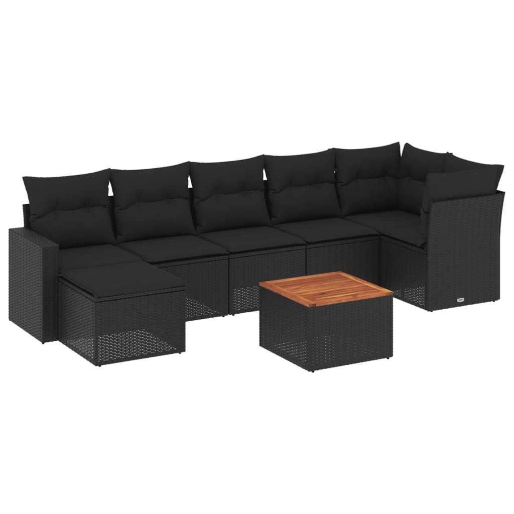 8-dijelni set vrtnih sofa od poliratana s jastucima crni