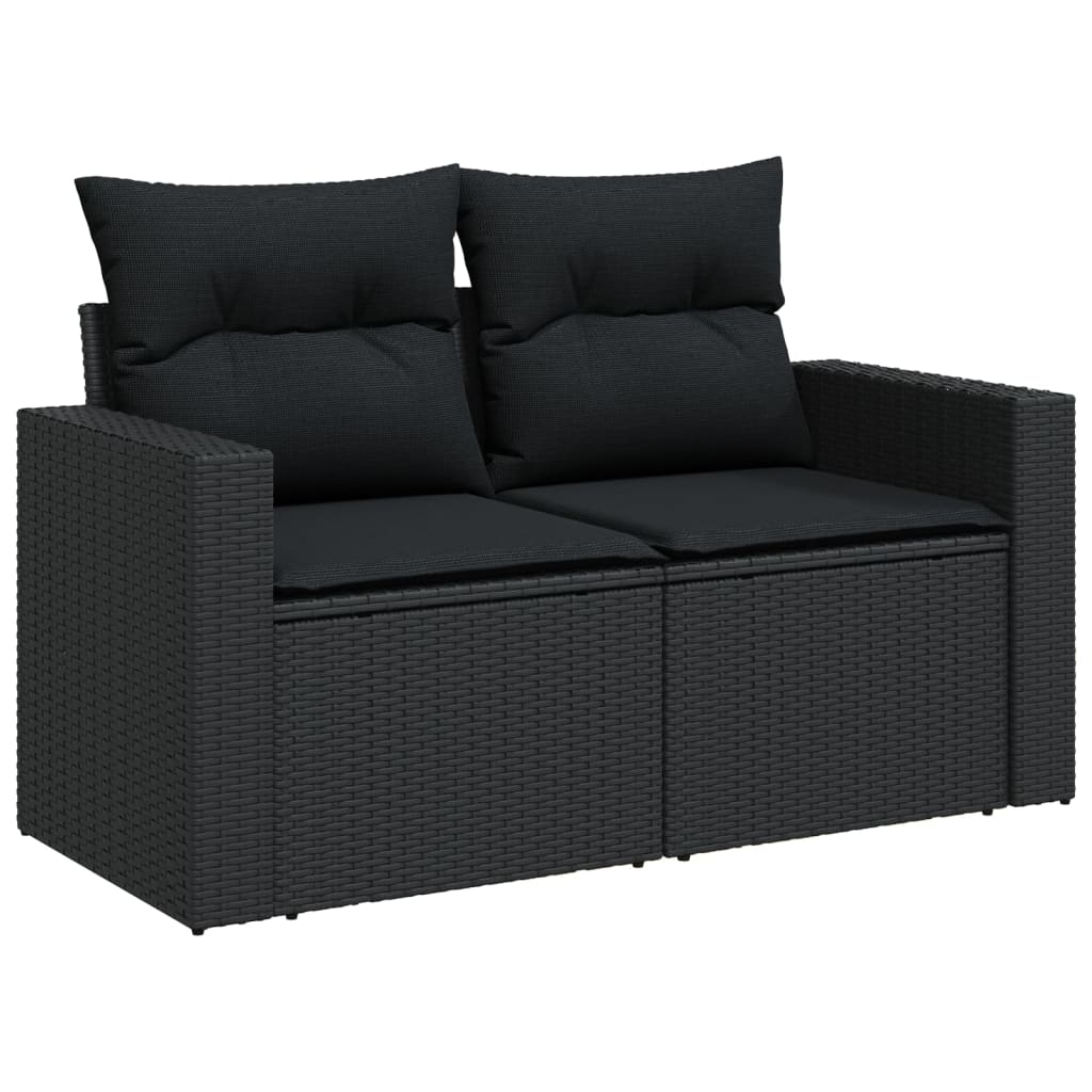 8-dijelni set vrtnih sofa od poliratana s jastucima crni