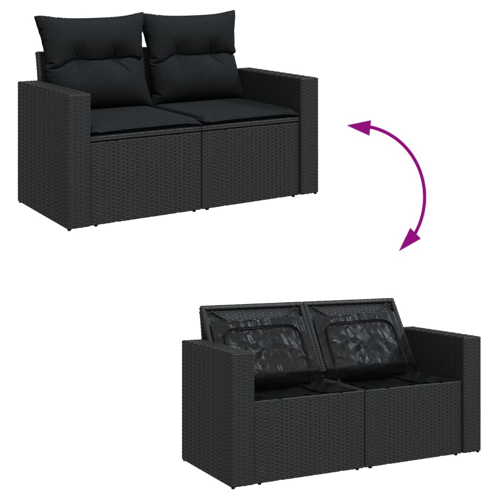 8-dijelni set vrtnih sofa od poliratana s jastucima crni