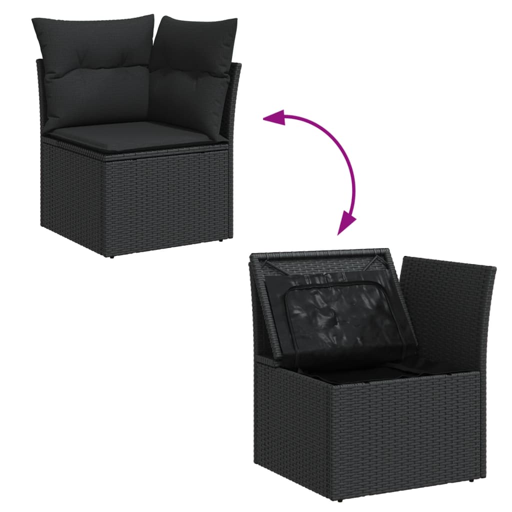 8-dijelni set vrtnih sofa od poliratana s jastucima crni