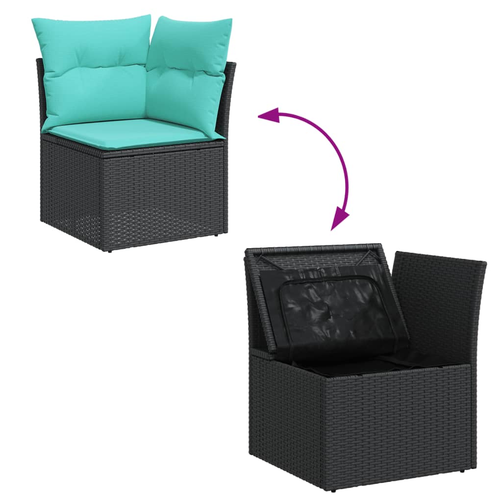 10-dijelni set vrtnih sofa od poliratana s jastucima crni