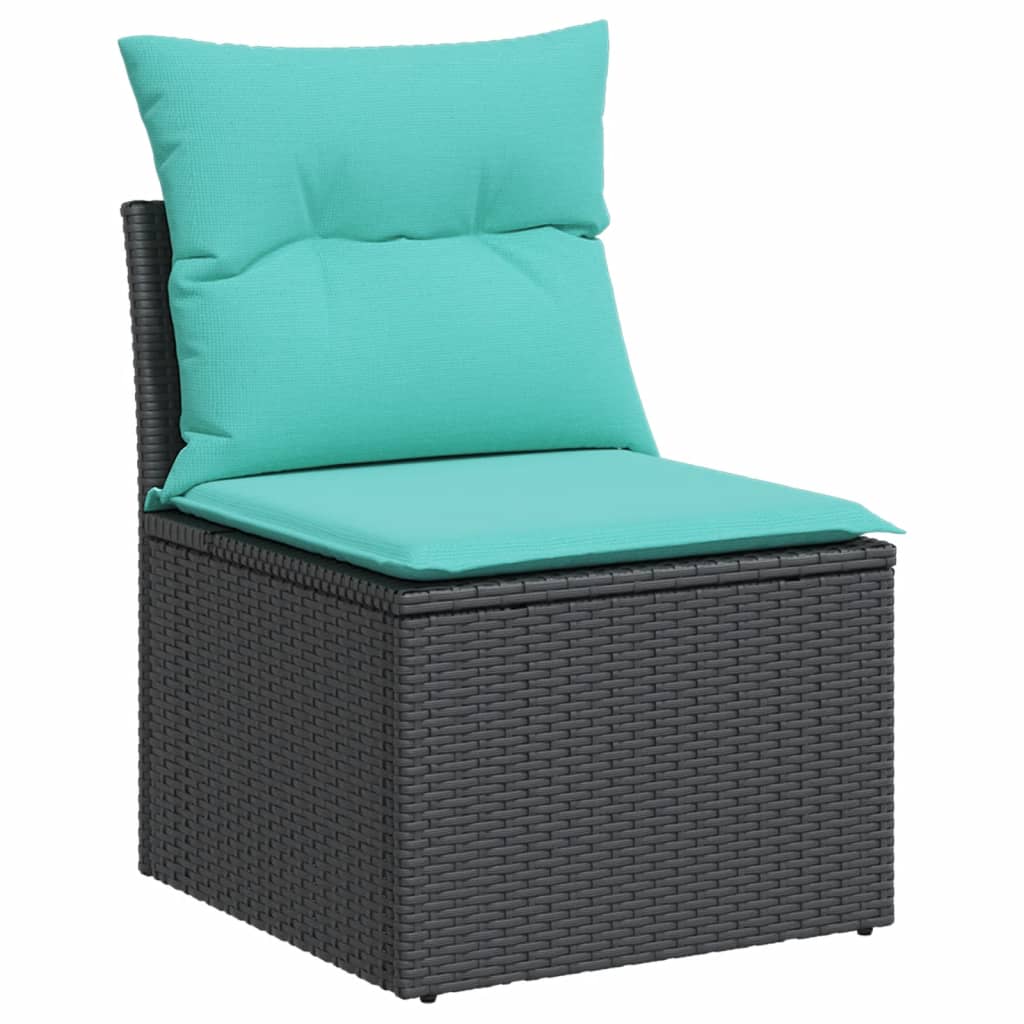 10-dijelni set vrtnih sofa od poliratana s jastucima crni