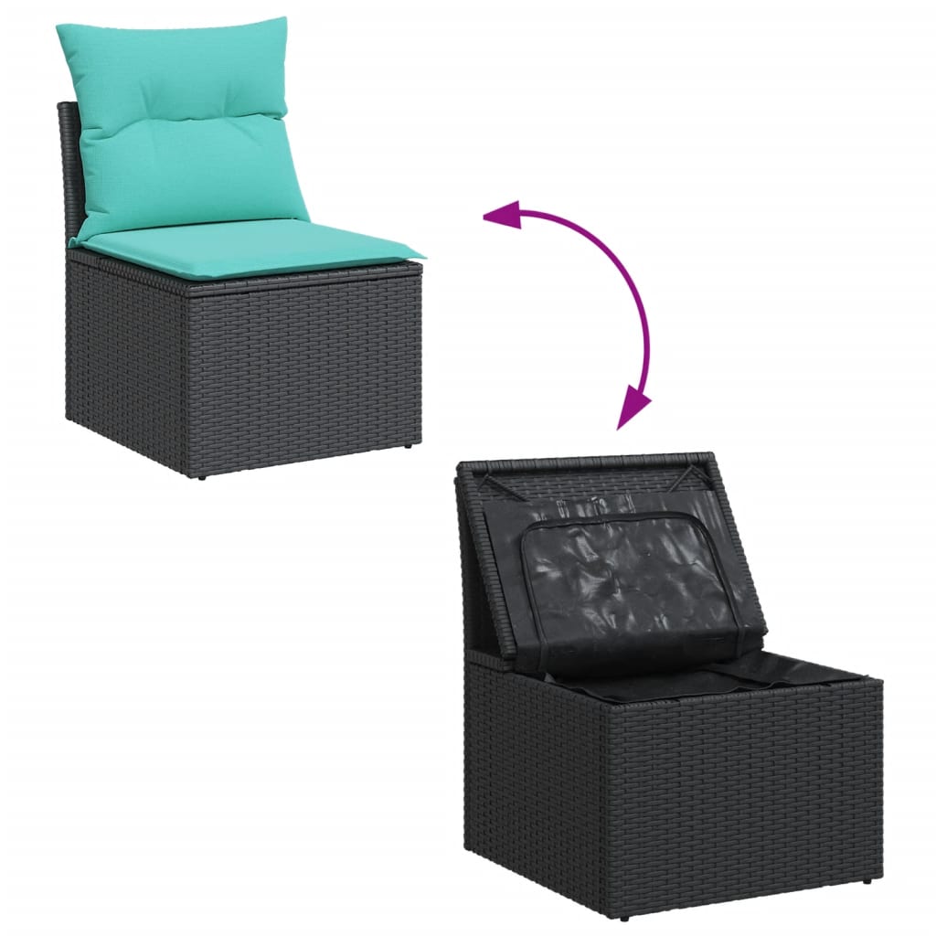 10-dijelni set vrtnih sofa od poliratana s jastucima crni