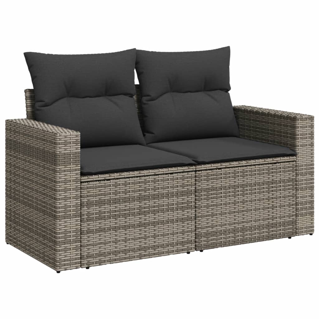 11-dijelni set vrtnih sofa od poliratana s jastucima sivi