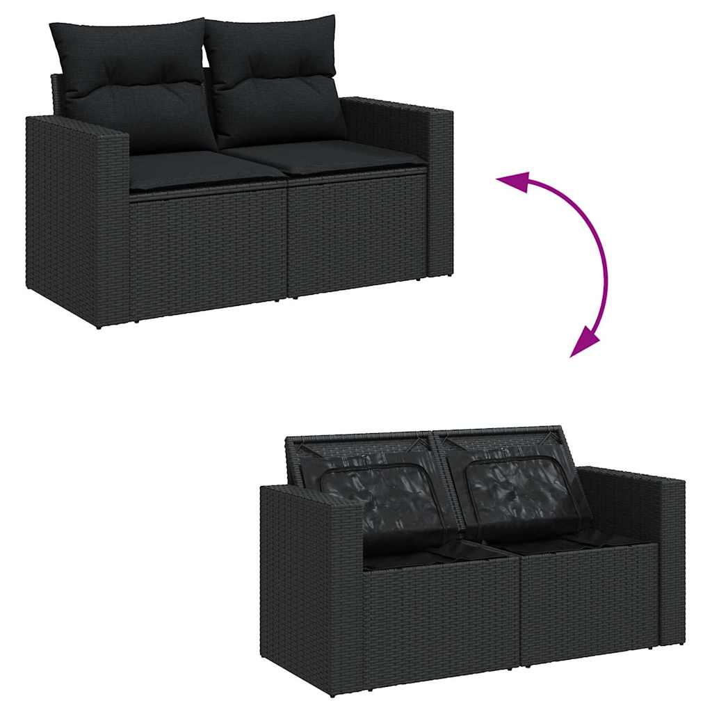 14-dijelni set vrtnih sofa s jastucima poliratan crni