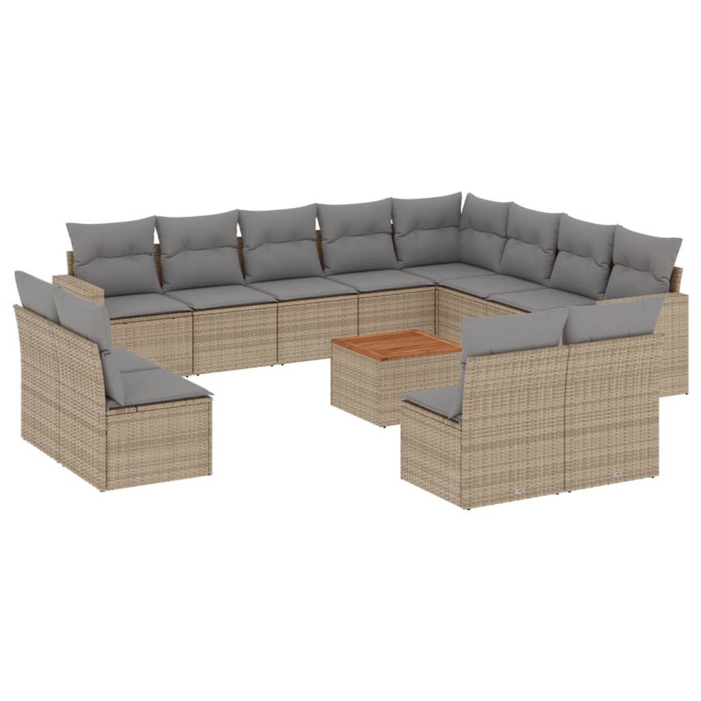 13-dijelni set vrtnih sofa s jastucima bež od poliratana