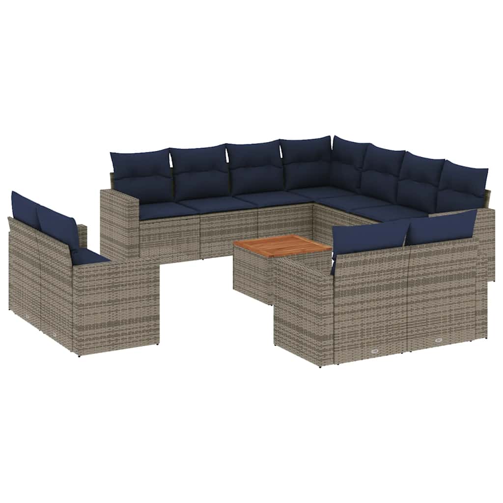 12-dijelni set vrtnih sofa od poliratana s jastucima sivi