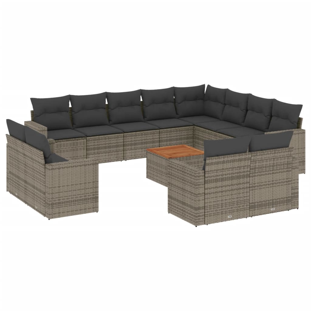 13-dijelni set vrtnih sofa od poliratana s jastucima sivi