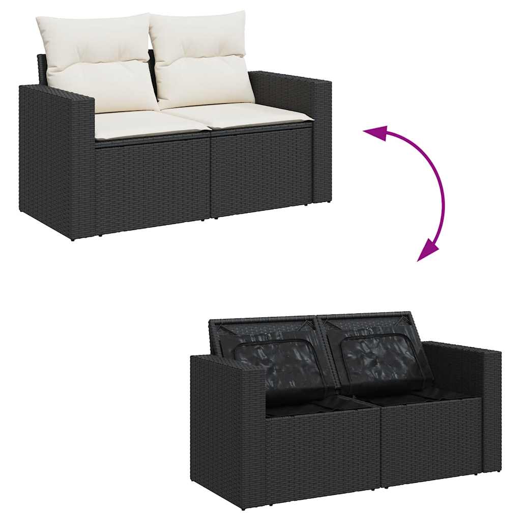 14-dijelni set vrtnih sofa s jastucima poliratan crni