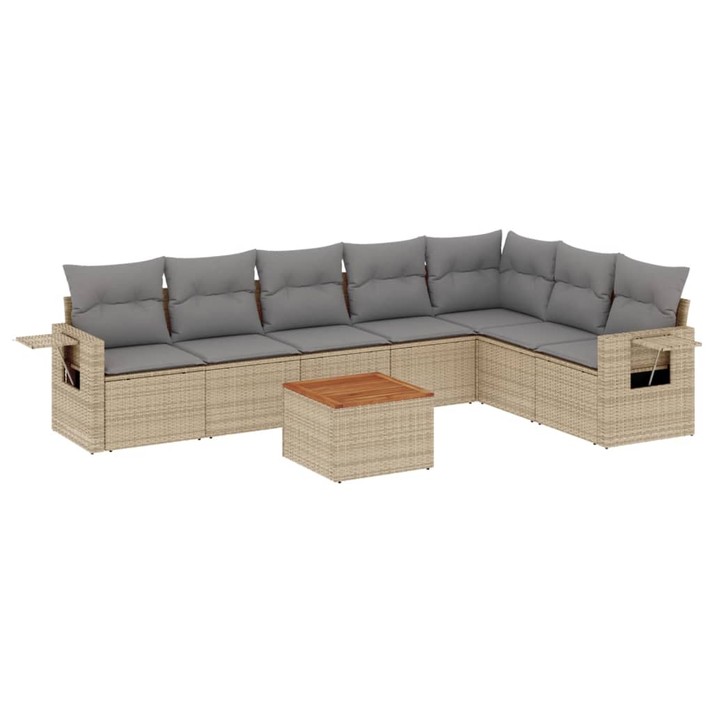 8-dijelni set vrtnih sofa s jastucima bež od poliratana