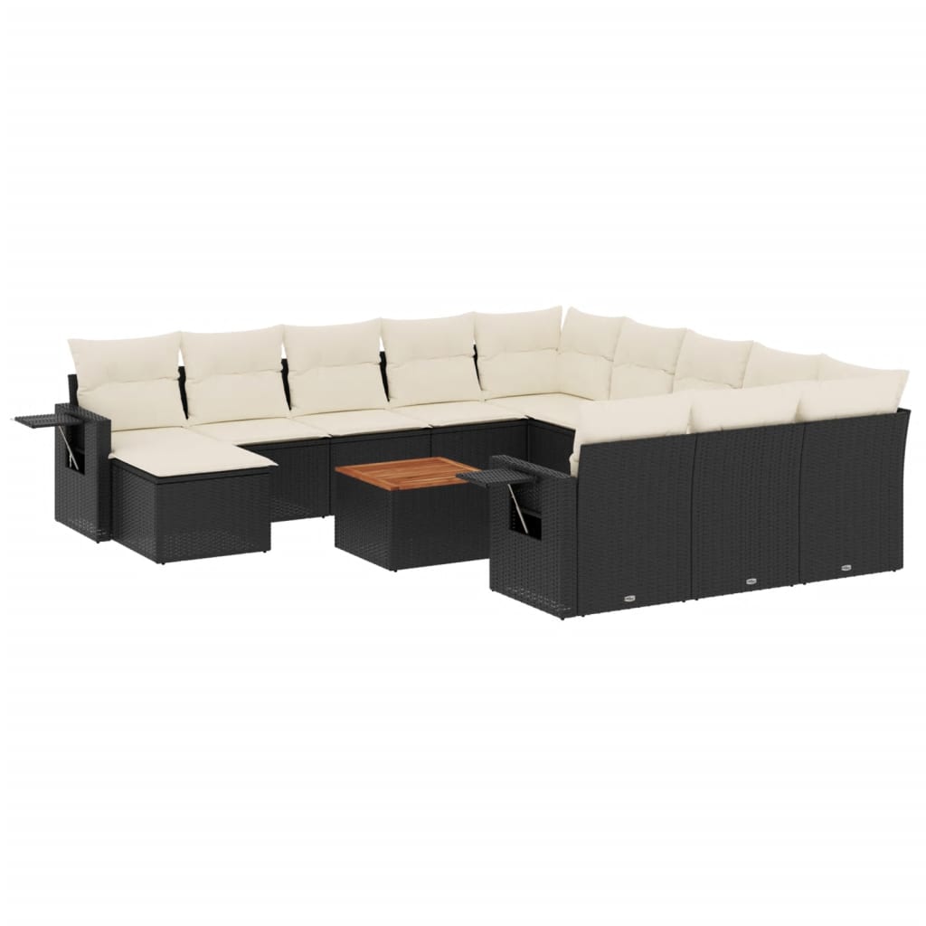 13-dijelni set vrtnih sofa s jastucima poliratan crni